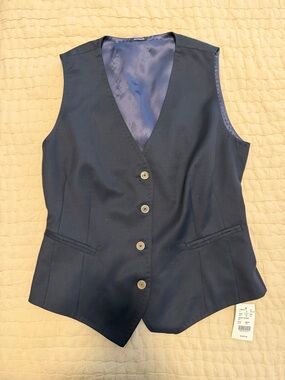 NWT Kiton Napoli Navy Silk-Lined Wool Waistcoat Size 6